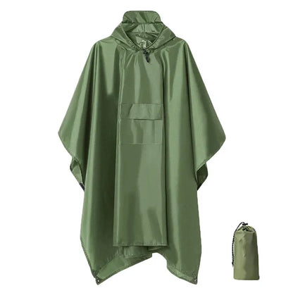 Unisex Hooded Zip-Front Poncho
