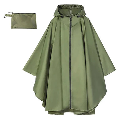Unisex Hooded Zip-Front Poncho