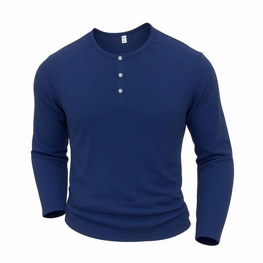 Men's Henley Neck Button Shirt