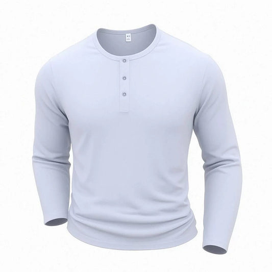 Men's Henley Neck Button Shirt