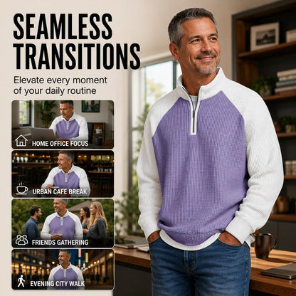 Men's Quarter-Zip Textured Pullover