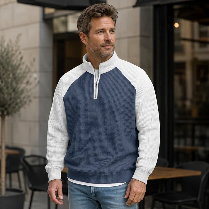 Men's Quarter-Zip Textured Pullover
