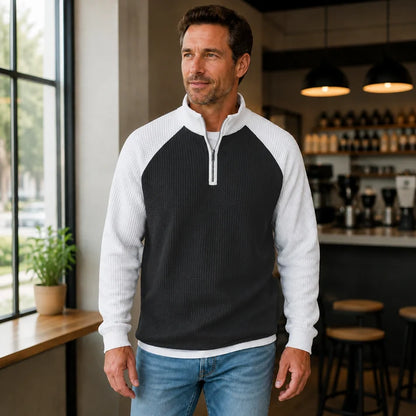 Men's Quarter-Zip Textured Pullover