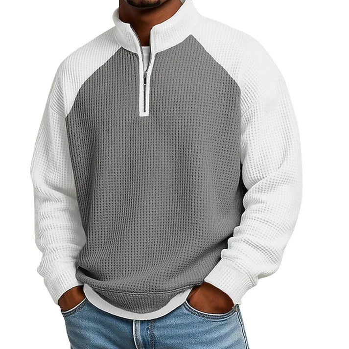 Men's Quarter-Zip Textured Pullover
