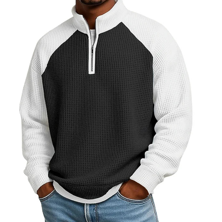 Men's Quarter-Zip Textured Pullover