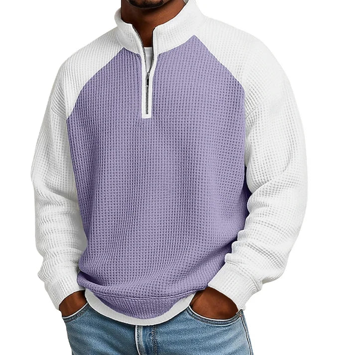 Men's Quarter-Zip Textured Pullover