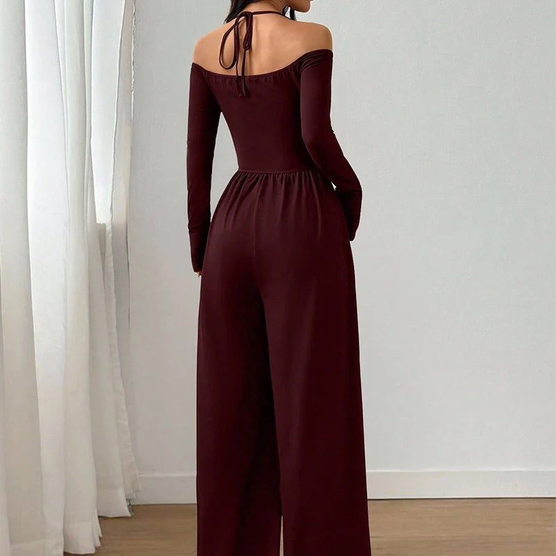 Women's V-Neck Wide-Leg Jumpsuit