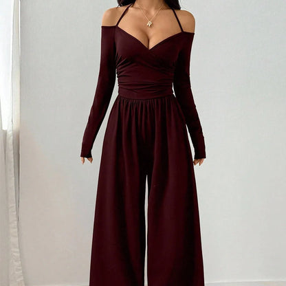 Women's V-Neck Wide-Leg Jumpsuit