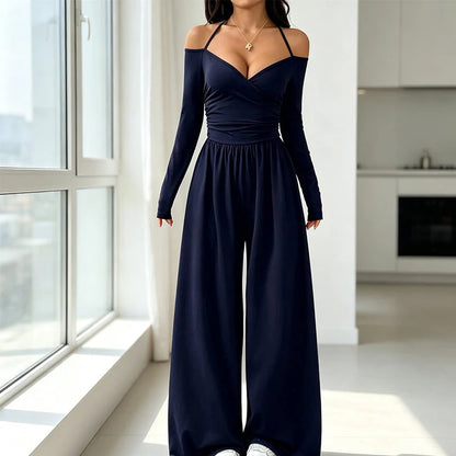 Women's V-Neck Wide-Leg Jumpsuit