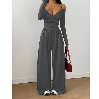 Women's V-Neck Wide-Leg Jumpsuit