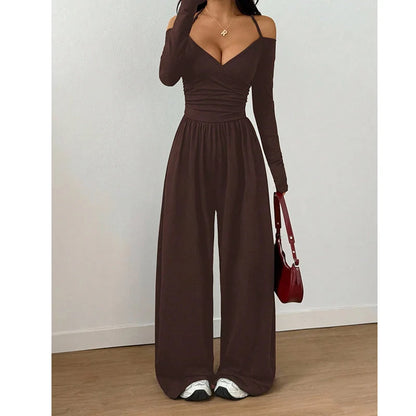Women's V-Neck Wide-Leg Jumpsuit