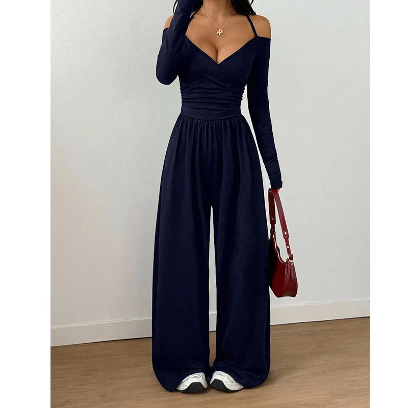 Women's V-Neck Wide-Leg Jumpsuit