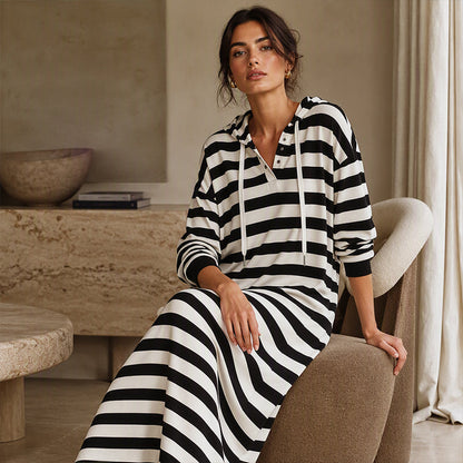 Women's Striped Hooded Dress