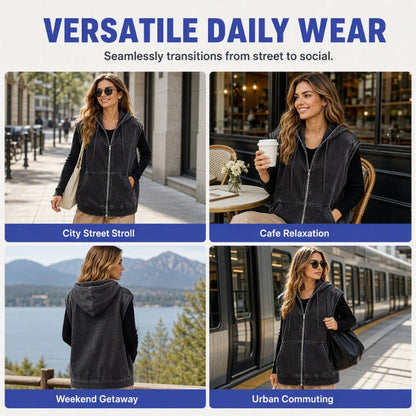 Women's Hooded Denim Vest