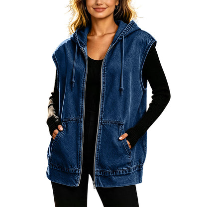 Women's Hooded Denim Vest