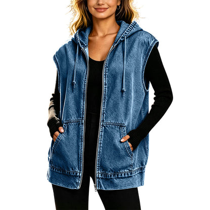Women's Hooded Denim Vest