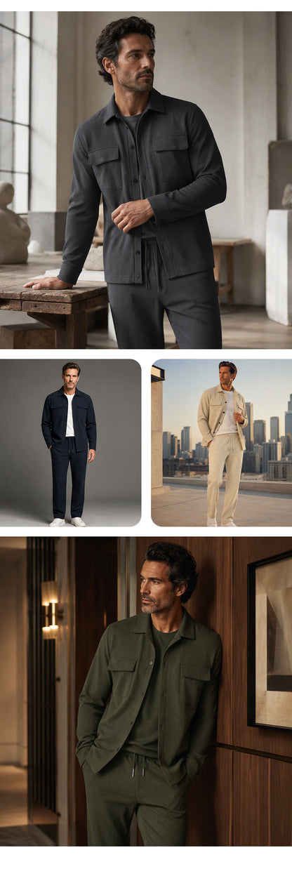 Men's Textured Jacket and Pants Set