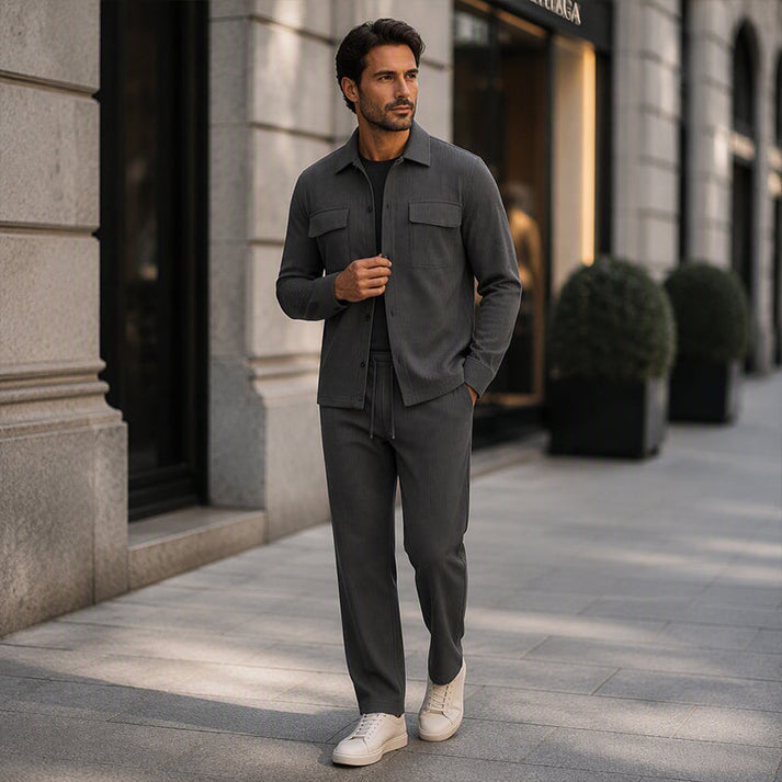 Men's Textured Jacket and Pants Set