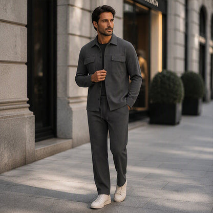 Men's Textured Jacket and Pants Set