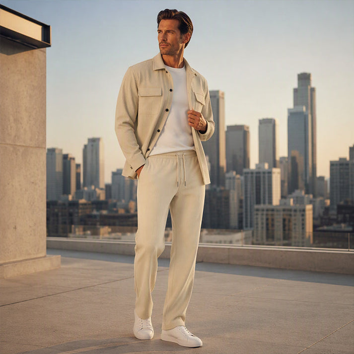 Men's Textured Jacket and Pants Set