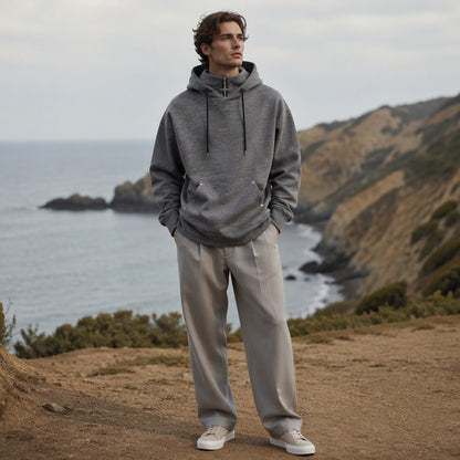 Men's High-Collar Pullover Hoodie