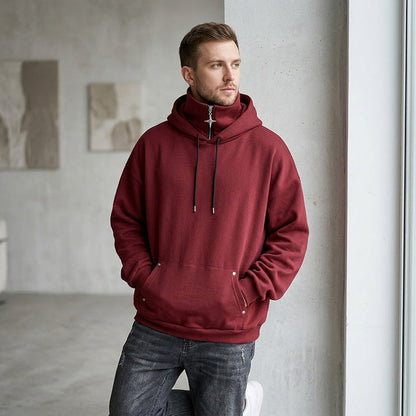 Men's High-Collar Pullover Hoodie