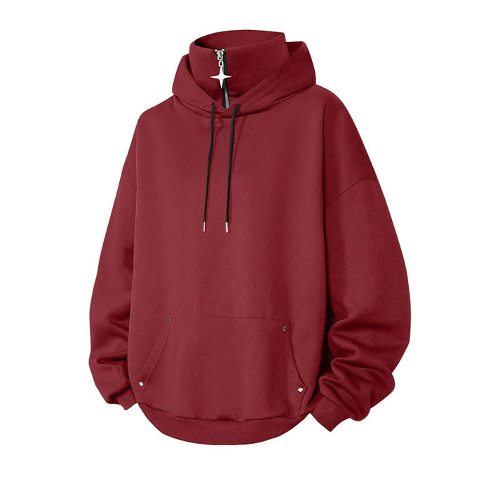Men's High-Collar Pullover Hoodie