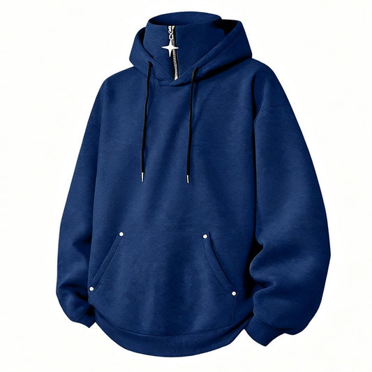 Men's High-Collar Pullover Hoodie
