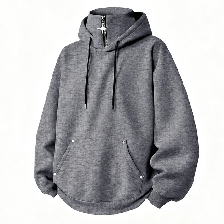 Men's High-Collar Pullover Hoodie