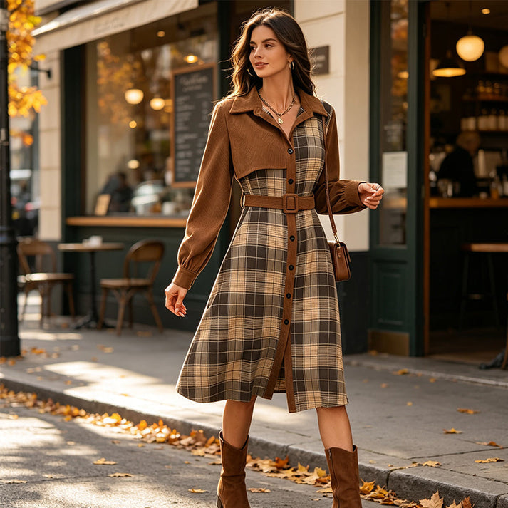 Women's Plaid Button-Front Dress