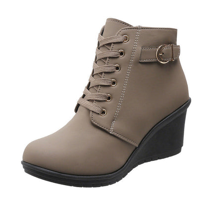 Women's Lace-Up Wedge Ankle Boots