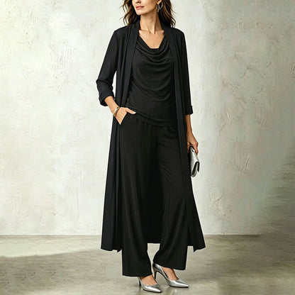 Women's Three-Piece Draped Top and Pants Set