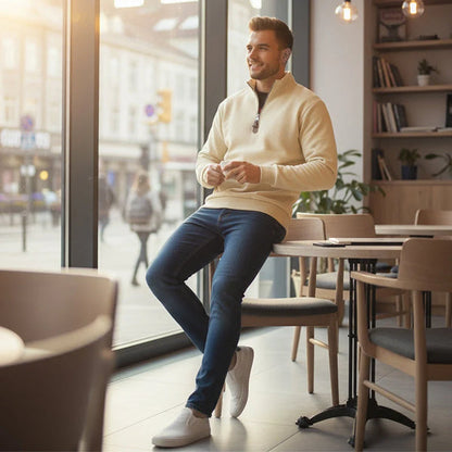 Men's Quarter-Zip Stand Collar Sweatshirt