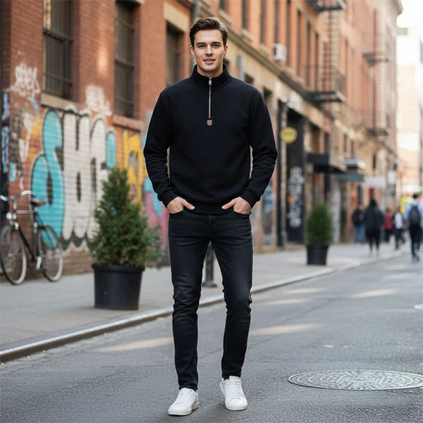 Men's Quarter-Zip Stand Collar Sweatshirt