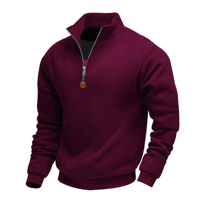 Men's Quarter-Zip Stand Collar Sweatshirt