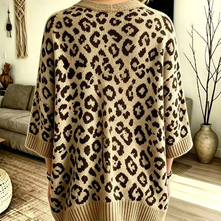 Women's Leopard Print Knit Cardigan