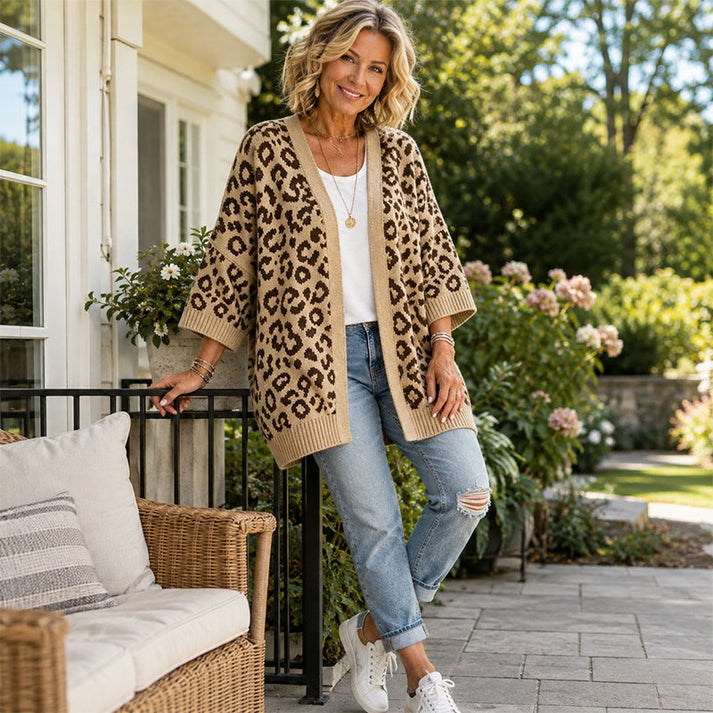 Women's Leopard Print Knit Cardigan