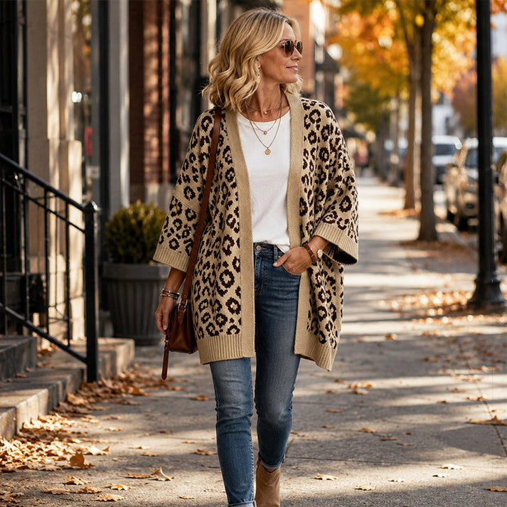 Women's Leopard Print Knit Cardigan
