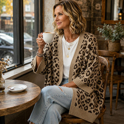 Women's Leopard Print Knit Cardigan