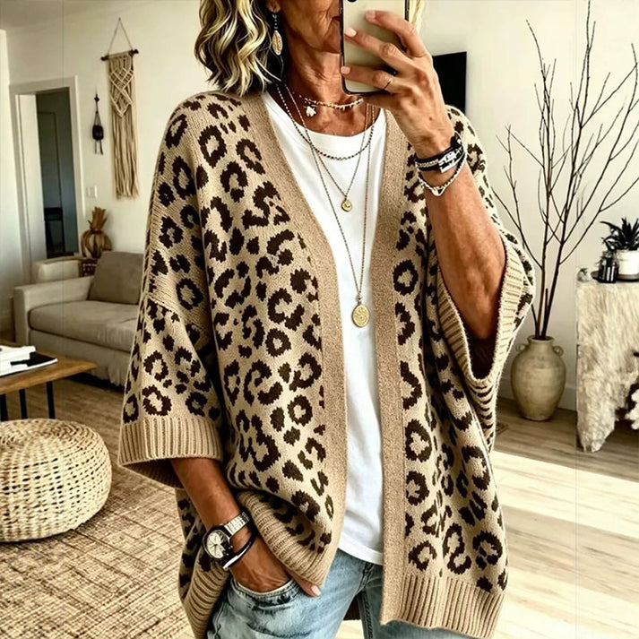 Women's Leopard Print Knit Cardigan