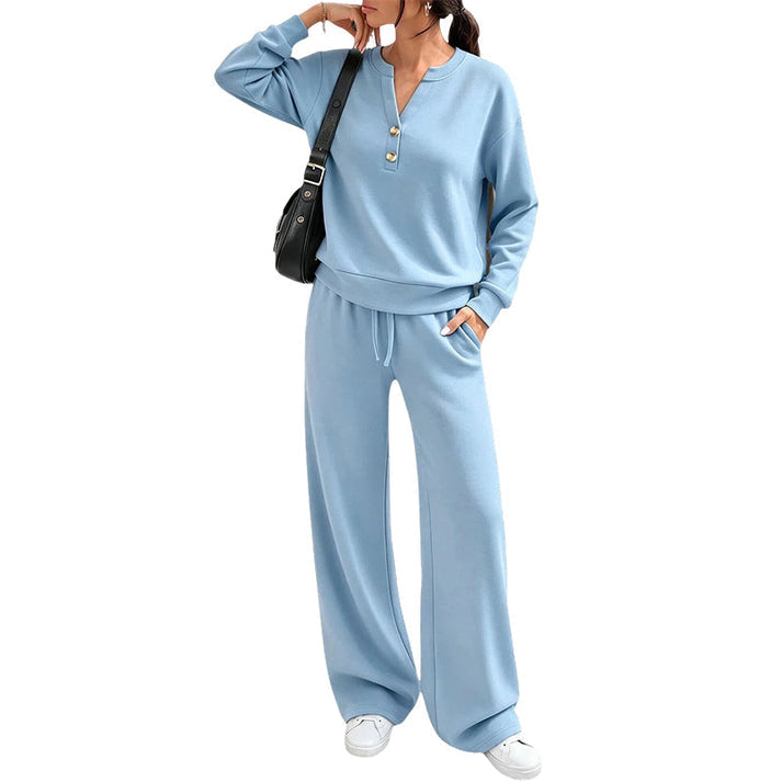 Women's Two-Piece Top and Wide-Leg Pants Set