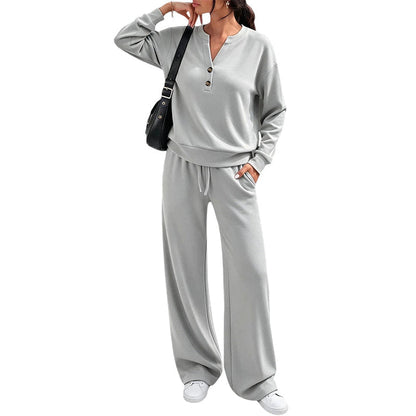 Women's Two-Piece Top and Wide-Leg Pants Set