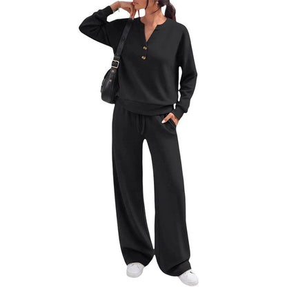 Women's Two-Piece Top and Wide-Leg Pants Set