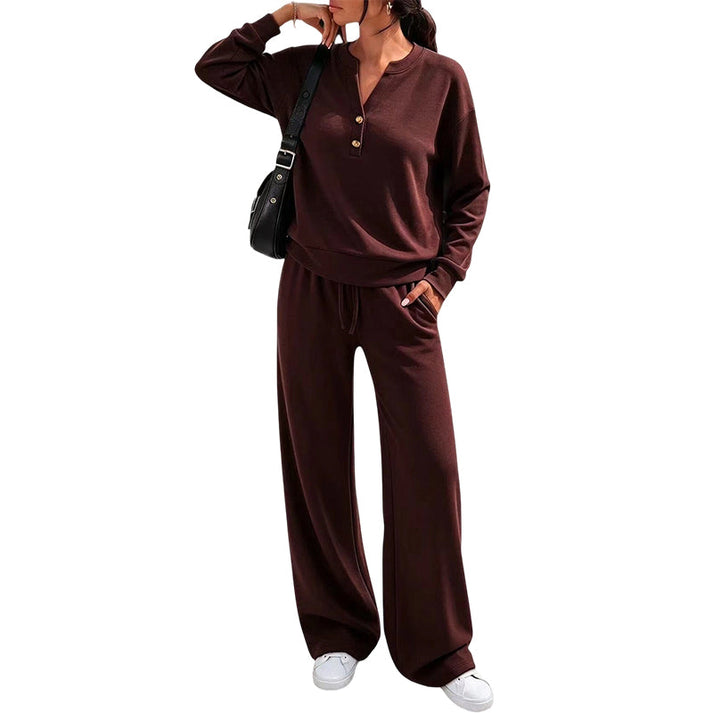 Women's Two-Piece Top and Wide-Leg Pants Set