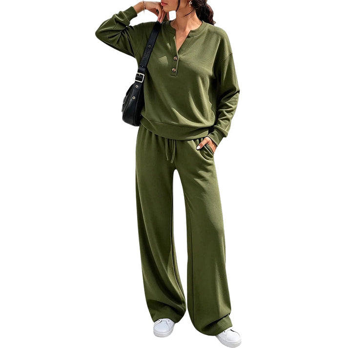 Women's Two-Piece Top and Wide-Leg Pants Set