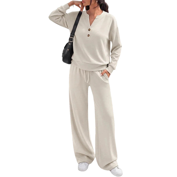 Women's Two-Piece Top and Wide-Leg Pants Set
