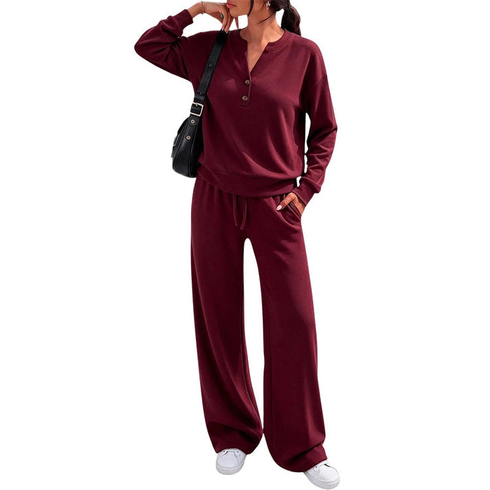 Women's Two-Piece Top and Wide-Leg Pants Set