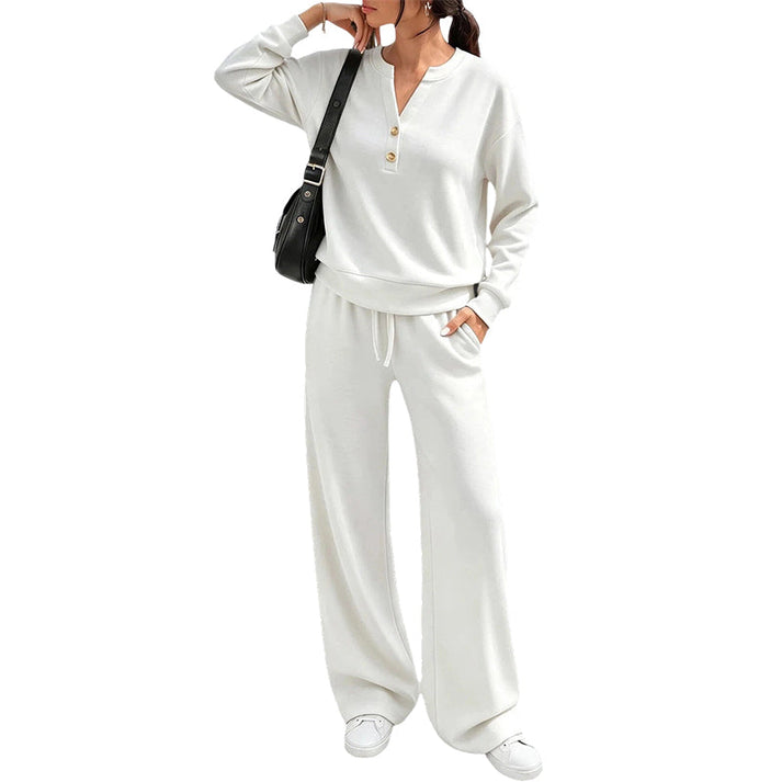 Women's Two-Piece Top and Wide-Leg Pants Set