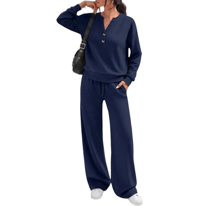 Women's Two-Piece Top and Wide-Leg Pants Set