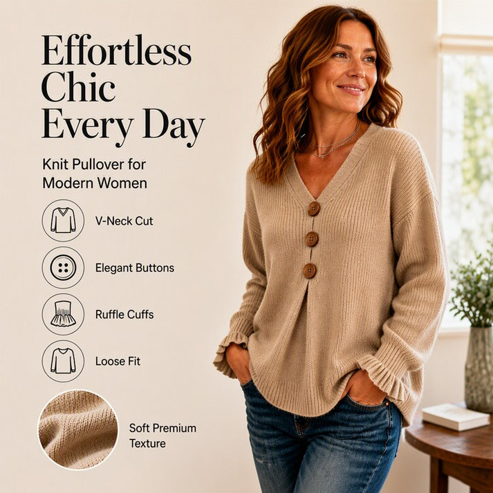 Women's V-Neck Button-Front Sweater
